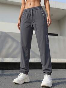 1pc Women's Lightweight Loose Casual Pants With Pockets, Suitable For Summer Wear, Solid Color With Good Elasticity, "Early Spring/Summer Release" Sports - Dark Grey - View 4