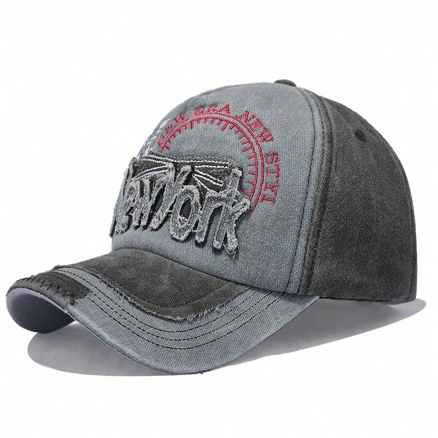 Vintage Washed Baseball Cap, Retro Color Block Snapback Hat, Unisex Outdoor Travel Couple Cap, Adjustable Size, Suitable For All Seasons - 85 - View 1