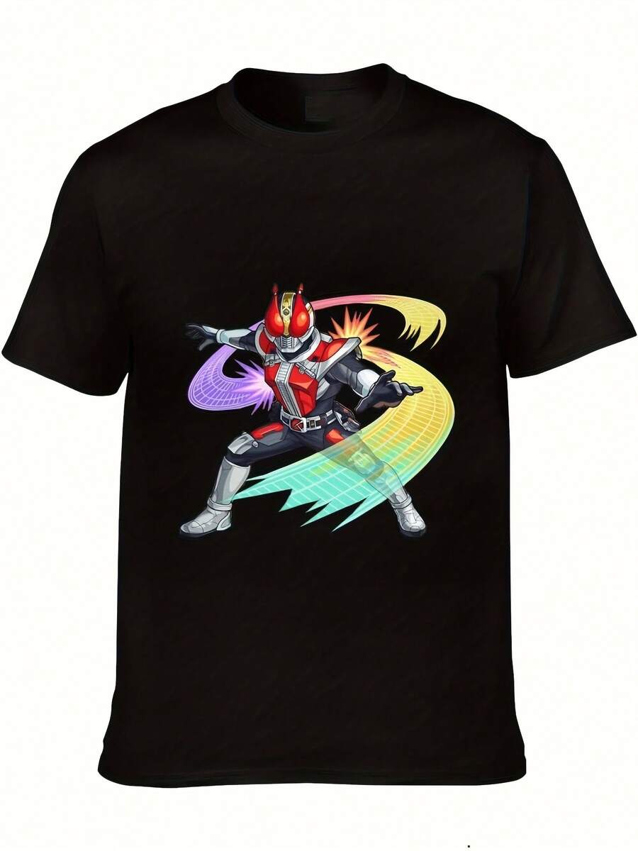 Unisex T-Shirt, 2026NewModelMensDen-OAnimeGraphicT-Shirt-OfficialInstagramDesignwithDynamicActionHero&Flames,SleeveStyleProfessionalExhaustionEffects,RoundNeckCasualTeeforJapaneseDrama&AnimeFansForAllSeasonsComfortFit,,Womensclothing,Womensblouses,Womenstops,Womenstshirts,DailycasualSet,RegularFit,DailyMatch,GraphicPrint,SportCasual - 黑色 - 查看 1