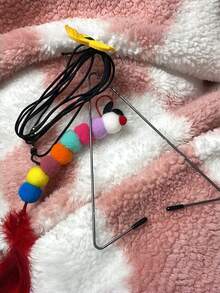 1組-貓咪吊掛門玩具,可調節彩色昆蟲吊飾,適合所有貓咪,隨機顏色(人造羽毛),貓咪吊掛門彩色昆蟲玩具,可調節吊掛搖擺玩具,自娛貓玩具,寵物用品 - 彩色 - 查看 6