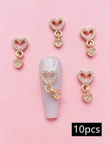 10pcs 3D Modeling, Made Of Zinc Alloy And Rhinestone Materials, Silver, Starfish, Heart-Shaped, Star Pendant, Heart Pendant, Pentagram Nail Art Decoration, Suitable For Nail Art Creation, Cute Style, DIY Decorative Accessories, Shiny Nail Accessories, Nail Products, Nail Gemstones Nails Decorations From The Y2K Valentine's Day Mother's Conservation Association - Multicolor - View 8