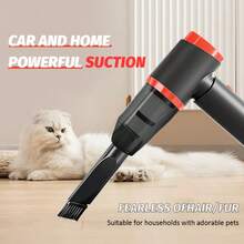 Super Suction Car Vacuum Cleaner - High-Power Wet & Dry Cleaning - Portable Mini Handheld Pet Hair Remover - Multi-Functional And Waterproof - 黑橙色 - 查看 3