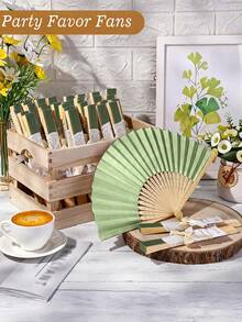 40pcs/Set Handheld Wedding Fans, No Assembly Required, Includes White Paper Fans, Bow Ribbons, Thank You Tags, Paper Trims, Suitable For Bridal Shower, Wedding Favors, Bulk Guest Gifts - Multicolor - View 6