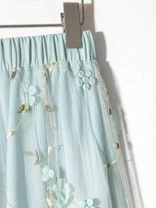 Flora Isola Flora Isola Falda A-Line elegante de mujer con bordado de flores 3D en malla para primavera/verano - Rosa 2 - Ver 10