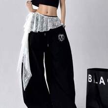 Spring/Summer Layering Essential Vintage Versatile Lace Trim Triangle Scarf, One-Piece Tie-Up Viral Butt Curtain - A - View 2