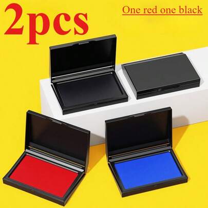Bộ 2 miếng đệm mực đỏ & đen, đệm mực nhanh khô, đệm mực hình chữ nhật, hộp dấu vân tay đệm mực nhanh khô, đệm đóng dấu văn phòng tài chính, đệm mực dấu vân tay, phù hợp để đóng dấu tài liệu văn phòng, giáo viên chấm điểm bằng con dấu, nghệ thuật in dấu tay trẻ em, trang trí sổ kế hoạch bằng con dấu, đánh dấu hồ sơ, quà tặng tựu trường, quà tặng văn phòng phẩm, quà tặng thiết thực