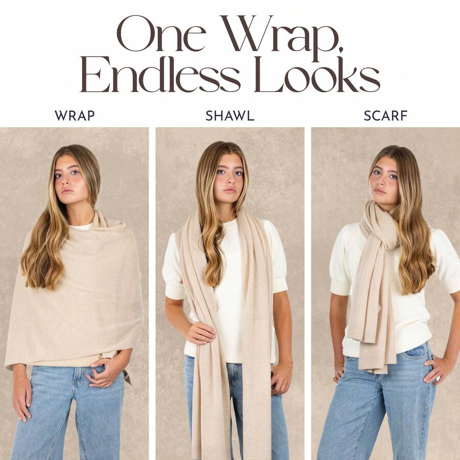 Velanio Cashmere Luxury Knitted Wrap Travel Shawl Scarf, Pashmina , All-Season Scarf For Women Cashmere Wool Blend - TRANH CỔ ĐẠI - Xem 1