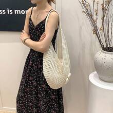 夏季手工编织女士手提包新款单肩包大容量托特包沙滩度假斜挎草编包 - 彩色 - 查看 3