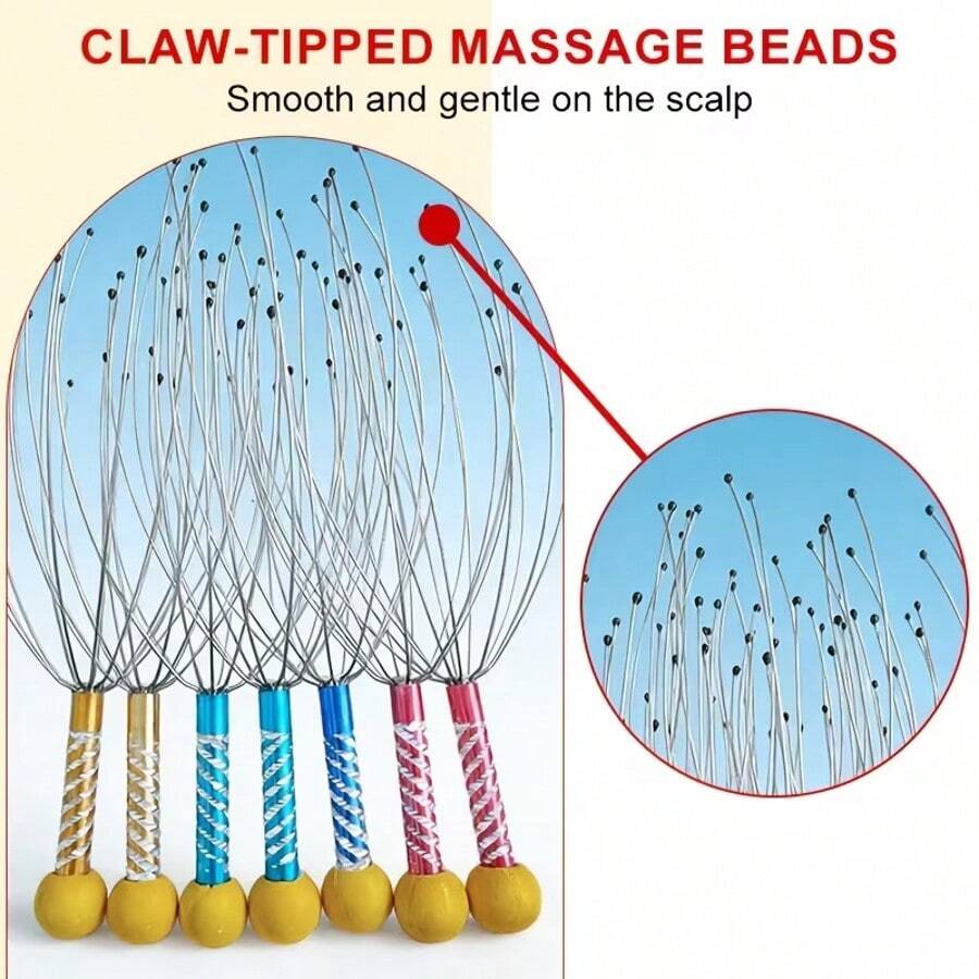 5 Stück Kopfmassagegerät in Oktopus-Form, Kopfhautschaber, Juckreizlinderungswerkzeug, entwickelt für Kopfmassage und Entspannung, 12-Klauen-Kopfmassagegerät, zur Stresslinderung, lustiges Geschenk, Seelenauszieher, Kratzobjekt, Stresslinderungsgerät für Damen und Herren, zufällige Farbe - Verschiedenfarbig - Übersicht 1