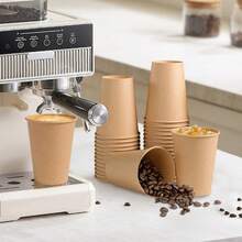 10个/20个/50个 250毫升/9盎司棕色马卡龙烘焙纸杯，大容量加厚不粘防油耐热蛋糕衬垫，高品质甜点杯、咖啡杯、耐热咖啡杯，适用于家庭烘焙、派对、婚礼、毕业典礼和其他聚会，经久耐用且不易变形。 - 棕色 - 查看 1
