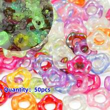 10pcs Acrylic UV Coated Colorful Beads, Hexagon Fidget Toys, Macaron Color Wavy Flower Shape, DIY Jewelry Accessories - Waves - View 52