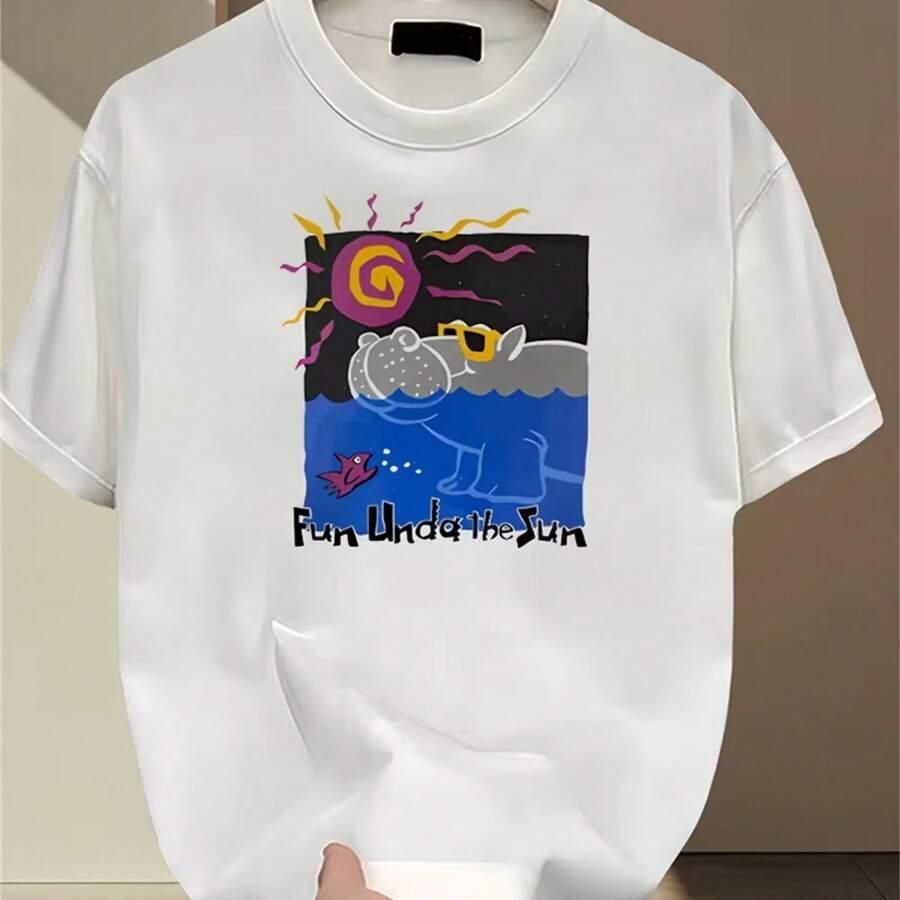 Camiseta de manga corta estampada de marca de moda para hombre, ideal para el verano. De algodón puro de alta calidad, estilo coreano y japonés. Camiseta versátil estampada para hombre. - Blanco - Ver 1