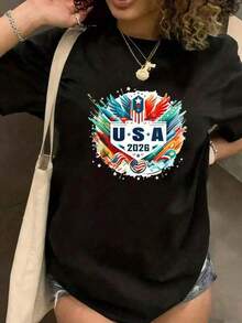 USA National Team Jersey T-Shirt For The 2026 , US National Team American Football Fan Apparel, Suitable As A Gift For Men, Women, And Children - 黑色 - 查看 1