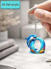 2D Flat Acrylic Keychain, Dolphin Letter Keychain, Novelty Keychain, 26 Letters, Dolphin, Marine Life, Keychain Accessories, Fashion Accessories, Suitable For Various Occasions Matching Keychain - Dolphin - View 21