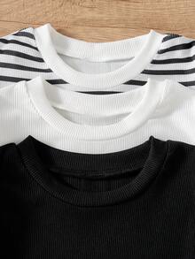 Bộ 3 áo thun không tay kẻ sọc dáng casual cho bé gái, thời trang mùa xuân/hè. - Nhiều màu - Xem 3