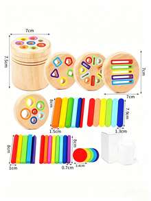 Wooden 6 In 1 Multifunctional Color Sorting Cups - Vibrant Rainbow Blocks, Counting & Color Recognition Game, Ideal For Birthdays & Christmas Gifts, Educational Toy|Playful Design|Durable Wooden Construction, Colorful Building Blocks - Multicolor - View 6