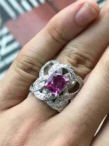 1 chiếc nhẫn oval màu ngọc lam cổ điển dành cho nữ, lấy cảm hứng từ thiết kế retro, phù hợp để đeo hàng ngày và trong những dịp đặc biệt, tinh tế và sang trọng. - Bạc - Xem 2