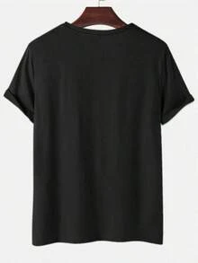 Diseñada para mujeres modernas, elegantes y cómodas. Camiseta de mujer con estampado de retrato, top casual de manga corta y cuello redondo para primavera y verano, ropa de mujer, artículos para chicas. Confeccionada con tela suave y transpirable de primera calidad, diseñada para ofrecer comodidad durante todo el día y uso diario versátil, perfecta para salidas informales. - Negro - Ver 3