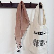 A Solid Color Triangle Scarf, Thin Silk Scarf, Gauze Scarf - Khaki - View 3