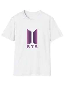 T-Shirt With Logo | Purple T-Shirt With Emblem, Concert T-Shirt, Party Outfit, Warm Weather Clothing, Outdoor Play, Vacation Outfit, Street Style, Current Fashion. - 白色 - 查看 1