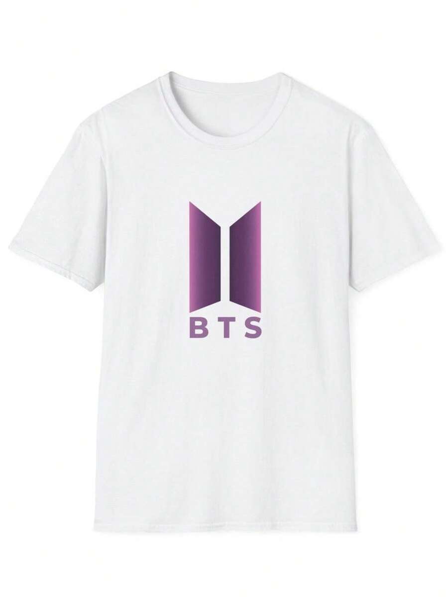 T-Shirt With Logo | Purple T-Shirt With Emblem, Concert T-Shirt, Party Outfit, Warm Weather Clothing, Outdoor Play, Vacation Outfit, Street Style, Current Fashion. - 白色 - 查看 1