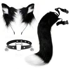 3件套节日派对猫耳装饰套装，包括闪亮发箍、铃铛项链和毛绒猫尾巴，适合各种节日派对、情人节角色扮演、夜店活动，是完美的礼物之选。 - 彩色 - 查看 13