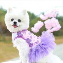 1 chiếc váy hoa đào cho chó mèo cưng, váy voan cho chó Teddy và Poodle. - Màu tím - Xem 4