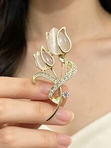 1 Buah Bros Tulip Anti-Mata Kucing Premium untuk Wanita, Lencana Mewah, Korsase, Aksesori Pakaian Multifungsi yang Indah, Pin Anti-Terbuka - Hadiah Sempurna untuk Halloween, Natal - MultiWarna - View 9