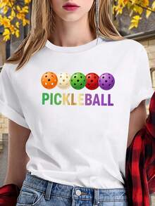 OversizeCamiseta de pickleball cómoda de algodón puro para mujer slimBalls, linda. - Blanco - Ver 6