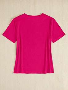 Free Shipping, Local Delivery In Mexico, Delivery In 4 Days. Women's Fitted Short-Sleeve Casual T-Shirt, Printed Blouses For Women's Clothing. - 紫紅色 - 查看 3