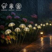 6pcs Solar Powered LED Mushroom Lights, Waterproof Outdoor Garden Decor, Dual Mode, Suitable For Yard & Pathway - Warm - View 3