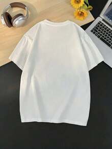 Camiseta de mujer moderna, informal, para fiestas y para estar en casa, 100% algodón, corte holgado. . Camiseta de Mujer 100% Algodón con Eslabones, Suave, Casual, Manga Corta, Cuello Redondo, con Estampados Frontales y Traseros, Corte Relajado en Línea H, Ropa Casual y para Festivales, Camiseta Básica para Mujer, Estilo Urbano Vintage, Unisex, Holgada, de Algodón, Manga Corta, Cuello Redondo - Blanco - Ver 2