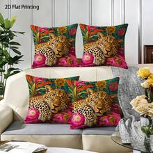 1 Stück/4 Stücke Kissenbezug im Boho-Stil mit Leopardenmuster, einseitig Muster, 40*40cm, 45*45cm, 50*50cm, geeignet für Sofa, Wohnzimmer Dekoration, Alltagsgebrauch - Verschiedenfarbig - Übersicht 6