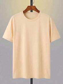 Camia de manga corta para hombres con diseño sencillo y moderno.Corte de manga corta, cómoda, suave, transpirable y absorbente.Envío exprés desde nuestro almacén local. Adecuado como regalo.playera de mujer.blusas>elegante.boho chic,Camiseta para mujer, suave y transpirable: perfecta para vacaciones, viajes y ocasiones festivas, y adecuada para usar en múltiples estaciones. - Albaricoque - Ver 3