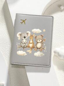 1pc Cartoon Print Passport Holder - Cute Koala, Kangaroo And Bear With Stars And Clouds Travel Organizer - Birthday Gift For Wife, Girlfriend, Best Friend, Holiday Gift - Multicolor - View 9
