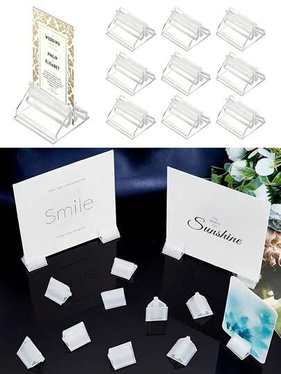 Acrylic Table Card Holder, Mini Plastic Game Card Stand, Transparent Plastic Display Stand For Table Numbers, Photos, Business Cards, Table Signs, Party Favors, Picture Display