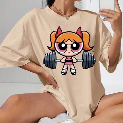 T-shirt Camisetão Algodão Feminino Gym Larga Blusão Academia