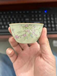 桃花陶瓷茶具套装，复古家居装饰茶杯，红色茶杯，水杯，浓缩咖啡杯，日常小茶杯 - 彩色 - 查看 7