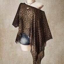 ICON Plus Size Retro Sexy Casual Beach Vacation Millennial Style Y2K Fashion Individual Modern Urban Avant-Garde Bold Music Festival Bohemian Style Leopard Print Asymmetrical Hem Loose Top, Going Out Tops - Gris - Ver 5