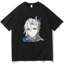 Loose-Fitting, Lightweight, Black Cotton T-Shirt, A New Summer 2026 Design. Unisex, Basic, Versatile, And Stylish For Everyday Wear, Featuring A Character With White Hair And Blue Horns And A Sad-Looking Message On A Black Background. This Unisex Printed T-Shirt Is Available In Multiple Sizes, Fitting Men And Women From XS To 3XL, Ensuring A Perfect Fit For Everyone. Unisex T-Shirt, Seasonal Clothing, Breathable Material, Festive-Unisex - 黑色 - 查看 7