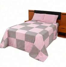Colcha Casal Queen Patchwork Algodao 180 fios Artesanato da Vovó Rosa e Cinza - Rosa chiclete - Visão 3