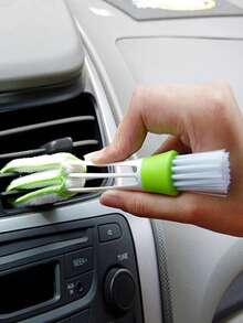 1 pieza Cepillo doble para limpiar rejillas de ventilación de coche, limpiador de acondicionador, quitapolvos para parrilla, limpiador de detalles de automóvil, herramienta de limpieza del interior del coche - cepillo de doble punta - Ver 6