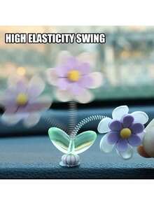5pcs Mini Flower Car Dashboard Ornaments Center Console Decor Dancing Head Rocking Flower Interior Pendant Car Accessories - Five Little Flowers - View 7