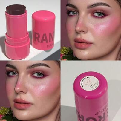 HERORANGE Barra de rubor de gelatina, disponible en 4 colores, de doble uso para labios y mejillas, textura hidratante, aplicación suave, resistente al agua y al sudor, de larga duración, brillo natural y saludable, compacta y portátil, artículo de maquillaje esencial para uso diario, citas, fiestas, vacaciones, regalo de cumpleaños
