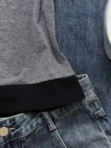 Camiseta de manga corta con estampado de gato negro asomándose en contraste de color, estilo casual y retro, adecuada para el verano - Multicolor 3 - Ver 4