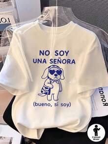 Camiseta Casual Versátil para Mujer 002, Transpirable y Cómoda, Ropa Blanca para Semana Santa, Camiseta Casual con Diseño Humorístico que Dice "NO SOY DAMA (Bueno, Sí Lo Soy)" con una Adorable Imagen de un Perro con Gafas en Forma de Corazón - [Blanco] - Ver 8