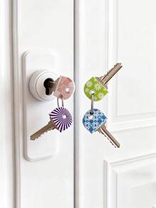 5Pcs Floral Pattern Anti-Slip Silicone Key Covers, Durable Key Identifier Protective Caps, Non-Slip Wear-Resistant Key Accessories, Tidy Organized Decor For Home Office Door Keys, Ideal Daily Necessities And Gift For Family Roommates - Multicolor - View 2
