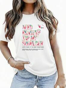 Camisetas de Mujer, Ropa de Verano para Mujer, Ropa de Moda para Mujer, Fiestas de Cumpleaños, Temas Festivos, Viajes Diarios, Patrón Floral Texturizado para Ocio - Blanco - Ver 6