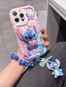 Disney Has Authorized, Phone Case - Chain Set, The Stitch Lilo & Stitch 3D Phone Case Plus A Silicone 3D Stitch Bracelet With Metallic Ring Removable Bracelet, Stitch And Angel Pattern, Compatible With Iphone17/16/15/14/13/12/11/XS/XR/X Plus Pro Max, A Stylish Cartoon Phone Case, The Perfect Gift Choice, Phone Protection, Durable Phone Cover, Great Gift For Friends And Family. - trắng - Xem 1