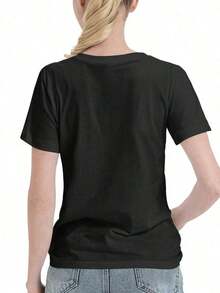Women's Misfits Band T-Shirt, Black, Short-Sleeved, With American Punk Rock Graphic Design. Comfortable T-Shirts, Suitable For Everyday Wear, Parties, Or Outdoor Activities. - 黑色 - 查看 3